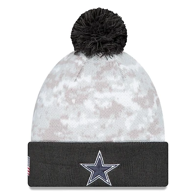 Dallas Cowboys 2024 White Digital Camo NFL Salute to Service New Era Knit Beanie Hat