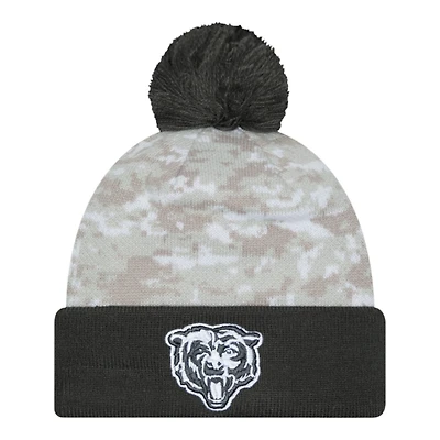 Chicago Bears 2024 White Digital Camo NFL Salute to Service New Era Knit Beanie Hat
