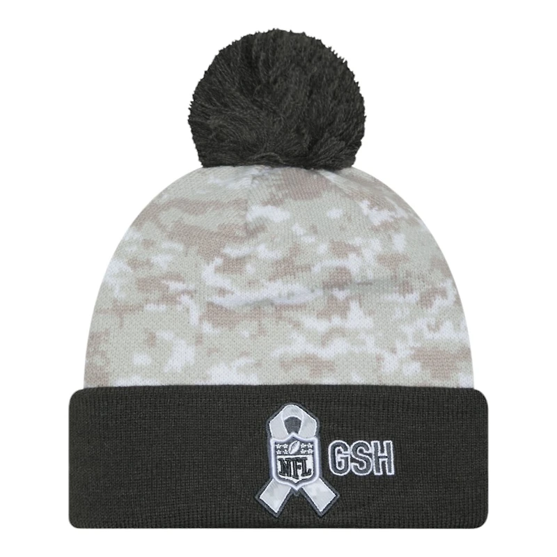 Chicago Bears 2024 White Digital Camo NFL Salute to Service New Era Knit Beanie Hat
