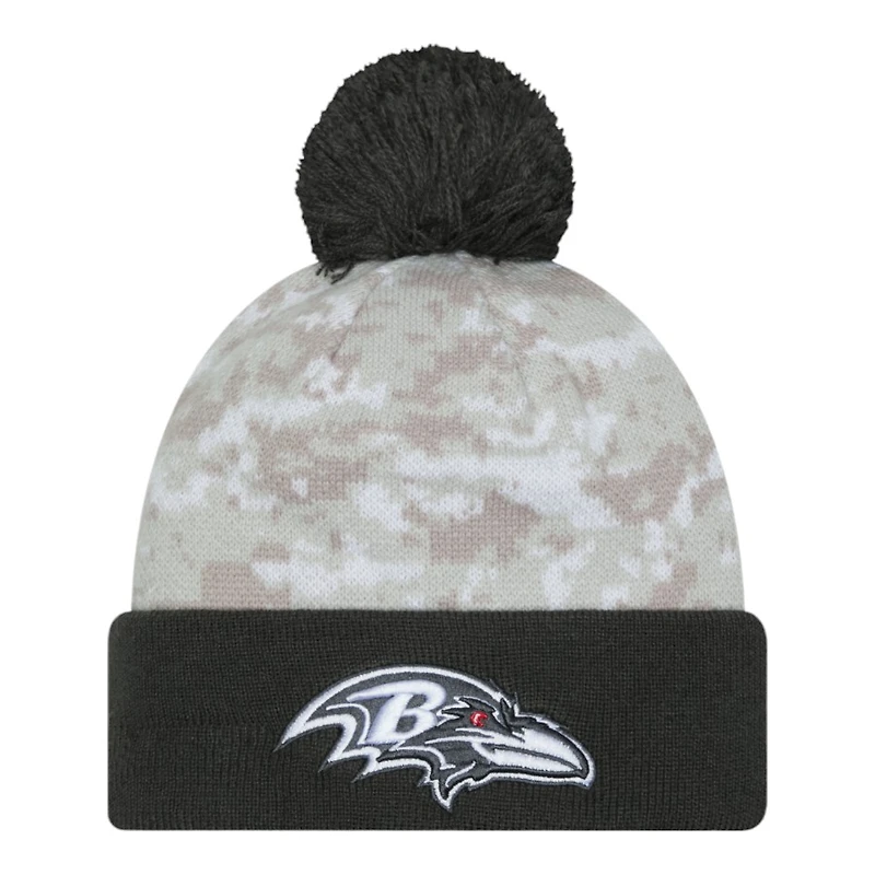Baltimore Ravens 2024 White Digital Camo NFL Salute to Service New Era Knit Beanie Hat