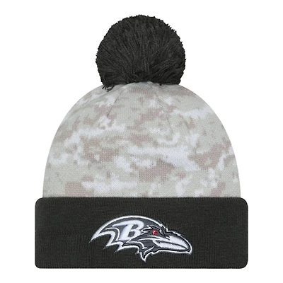 Baltimore Ravens 2024 White Digital Camo NFL Salute to Service New Era Knit Beanie Hat