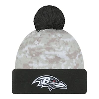 Baltimore Ravens 2024 White Digital Camo NFL Salute to Service New Era Knit Beanie Hat