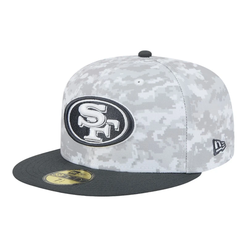 San Francisco 49ers White Camo NFL 2024 Salute to Service New Era 59FIFTY Fitted Hat