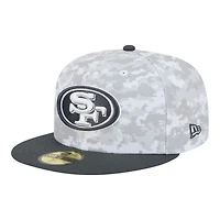 San Francisco 49ers White Camo NFL 2024 Salute to Service New Era 59FIFTY Fitted Hat