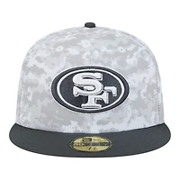 San Francisco 49ers White Camo NFL 2024 Salute to Service New Era 59FIFTY Fitted Hat
