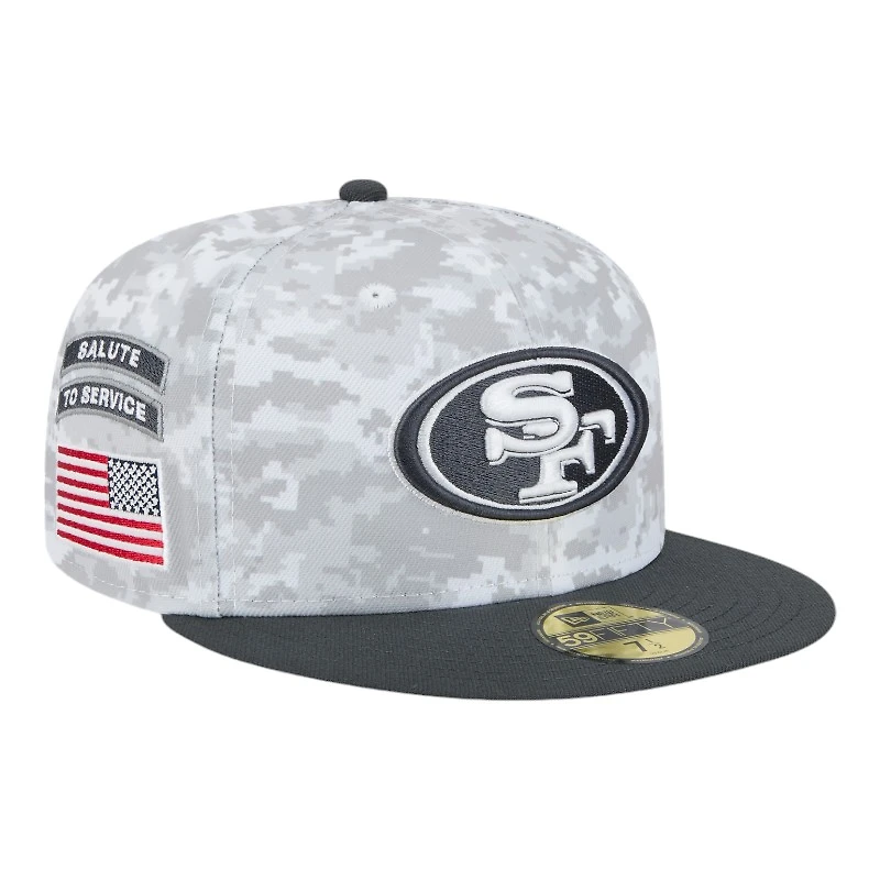 San Francisco 49ers White Camo NFL 2024 Salute to Service New Era 59FIFTY Fitted Hat