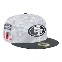 San Francisco 49ers White Camo NFL 2024 Salute to Service New Era 59FIFTY Fitted Hat
