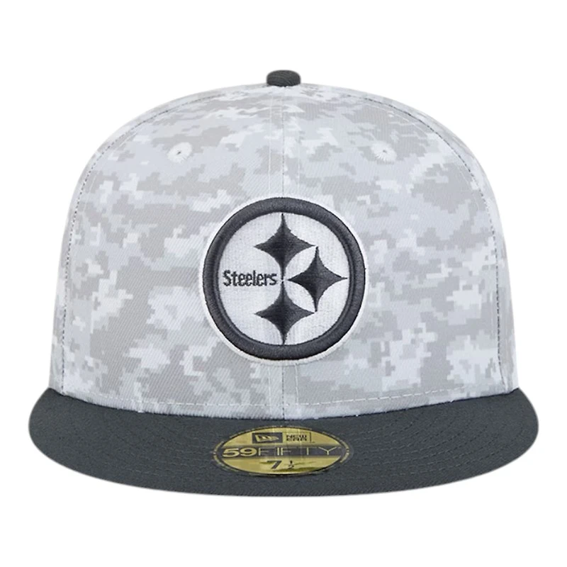 Pittsburgh Steelers White Camo NFL 2024 Salute to Service New Era 59FIFTY Fitted Hat