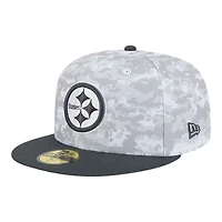 Pittsburgh Steelers White Camo NFL 2024 Salute to Service New Era 59FIFTY Fitted Hat