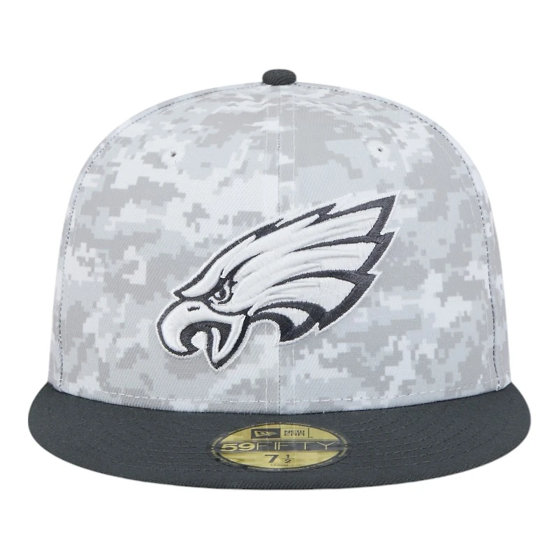 Philadelphia Eagles White Camo NFL 2024 Salute to Service New Era 59FIFTY Fitted Hat