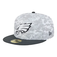 Philadelphia Eagles White Camo NFL 2024 Salute to Service New Era 59FIFTY Fitted Hat
