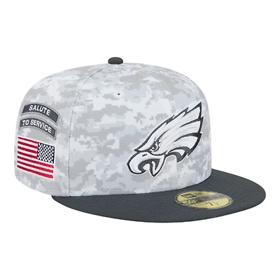 Philadelphia Eagles White Camo NFL 2024 Salute to Service New Era 59FIFTY Fitted Hat