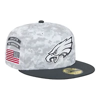 Philadelphia Eagles White Camo NFL 2024 Salute to Service New Era 59FIFTY Fitted Hat