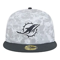 Miami Dolphins White Camo NFL 2024 Salute to Service New Era 59FIFTY Fitted Hat