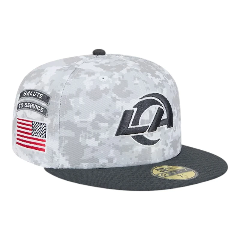 Los Angeles Rams White Camo NFL 2024 Salute to Service New Era 59FIFTY Fitted Hat