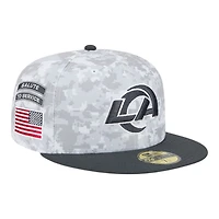 Los Angeles Rams White Camo NFL 2024 Salute to Service New Era 59FIFTY Fitted Hat