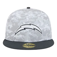 Los Angeles Chargers White Camo NFL 2024 Salute to Service New Era 59FIFTY Fitted Hat