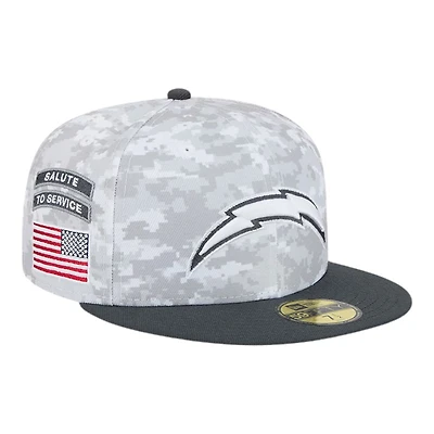 Los Angeles Chargers White Camo NFL 2024 Salute to Service New Era 59FIFTY Fitted Hat