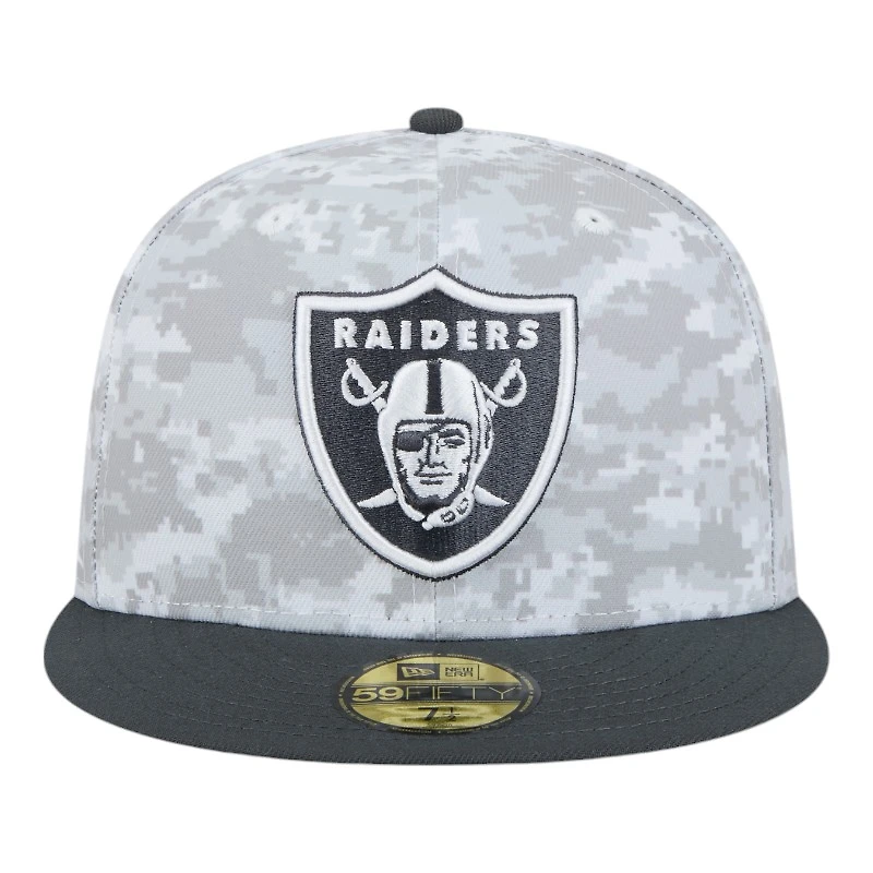 Las Vegas Raiders White Camo NFL 2024 Salute to Service New Era 59FIFTY Fitted Hat