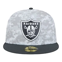 Las Vegas Raiders White Camo NFL 2024 Salute to Service New Era 59FIFTY Fitted Hat