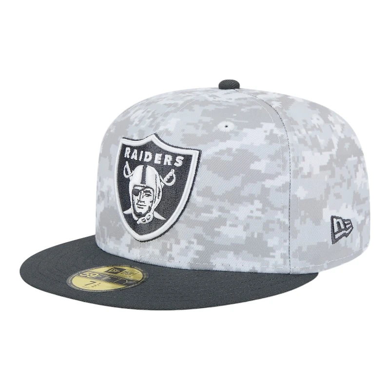 Las Vegas Raiders White Camo NFL 2024 Salute to Service New Era 59FIFTY Fitted Hat