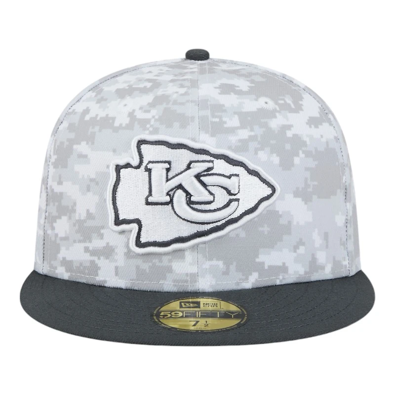 Kansas City Chiefs White Camo NFL 2024 Salute to Service New Era 59FIFTY Fitted Hat
