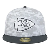 Kansas City Chiefs White Camo NFL 2024 Salute to Service New Era 59FIFTY Fitted Hat