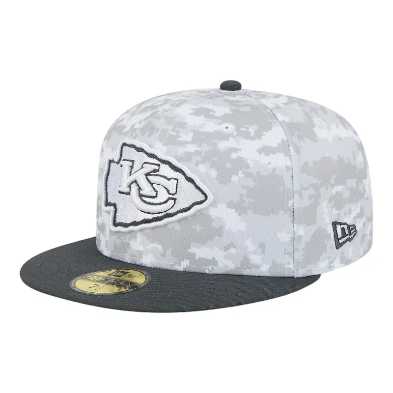 Kansas City Chiefs White Camo NFL 2024 Salute to Service New Era 59FIFTY Fitted Hat