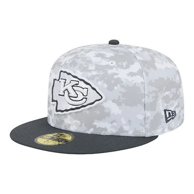 Kansas City Chiefs White Camo NFL 2024 Salute to Service New Era 59FIFTY Fitted Hat