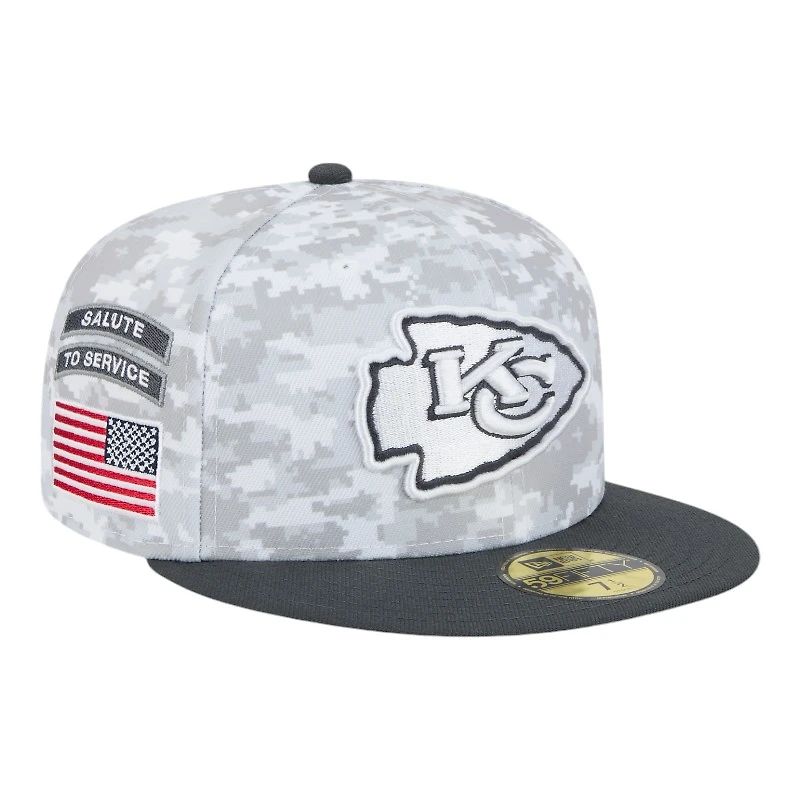 Kansas City Chiefs White Camo NFL 2024 Salute to Service New Era 59FIFTY Fitted Hat
