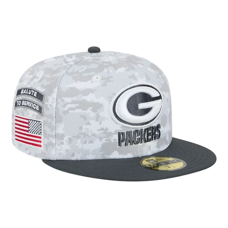 Green Bay Packers White Camo NFL 2024 Salute to Service New Era 59FIFTY Fitted Hat