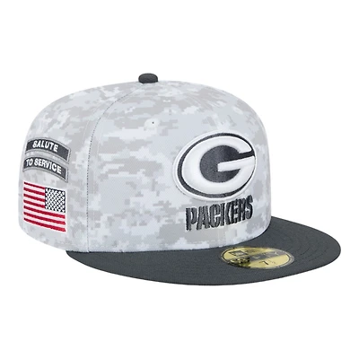 Green Bay Packers White Camo NFL 2024 Salute to Service New Era 59FIFTY Fitted Hat