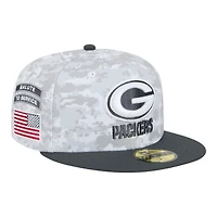 Green Bay Packers White Camo NFL 2024 Salute to Service New Era 59FIFTY Fitted Hat