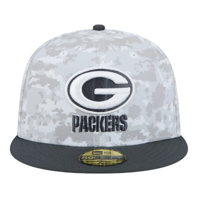 Green Bay Packers White Camo NFL 2024 Salute to Service New Era 59FIFTY Fitted Hat