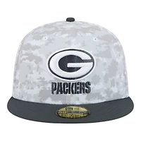 Green Bay Packers White Camo NFL 2024 Salute to Service New Era 59FIFTY Fitted Hat
