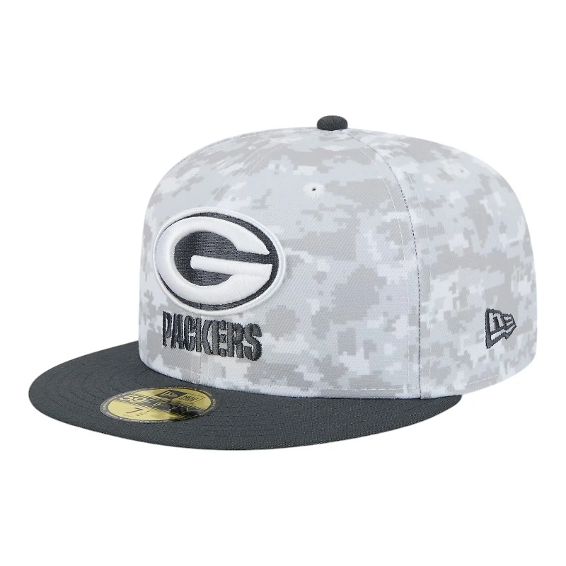 Green Bay Packers White Camo NFL 2024 Salute to Service New Era 59FIFTY Fitted Hat