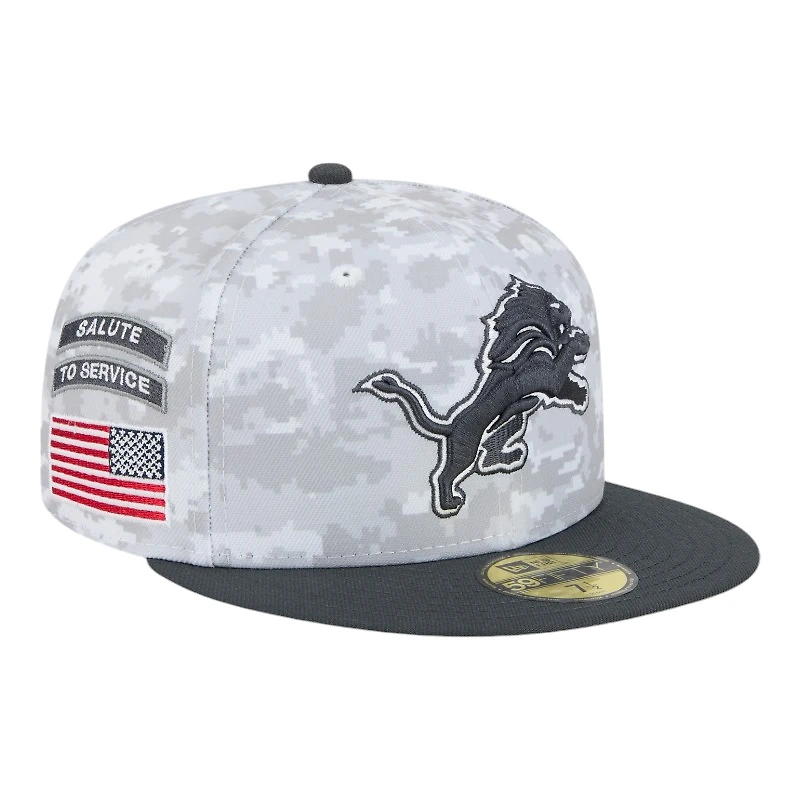 Detroit Lions White Camo NFL Salute to Service New Era 59FIFTY Fitted Hat