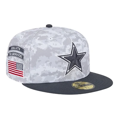 Dallas Cowboys White Camo NFL 2024 Salute to Service New Era 59FIFTY Fitted Hat