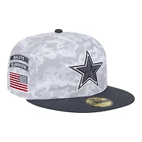 Dallas Cowboys White Camo NFL 2024 Salute to Service New Era 59FIFTY Fitted Hat