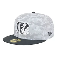 Cincinnati Bengals White Camo NFL 2024 Salute to Service New Era 59FIFTY Fitted Hat