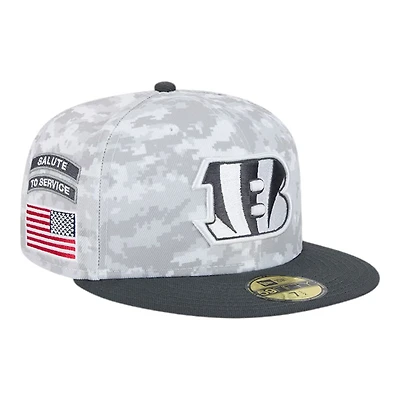 Cincinnati Bengals White Camo NFL 2024 Salute to Service New Era 59FIFTY Fitted Hat