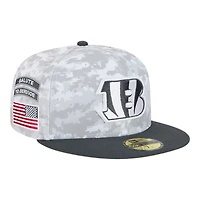 Cincinnati Bengals White Camo NFL 2024 Salute to Service New Era 59FIFTY Fitted Hat