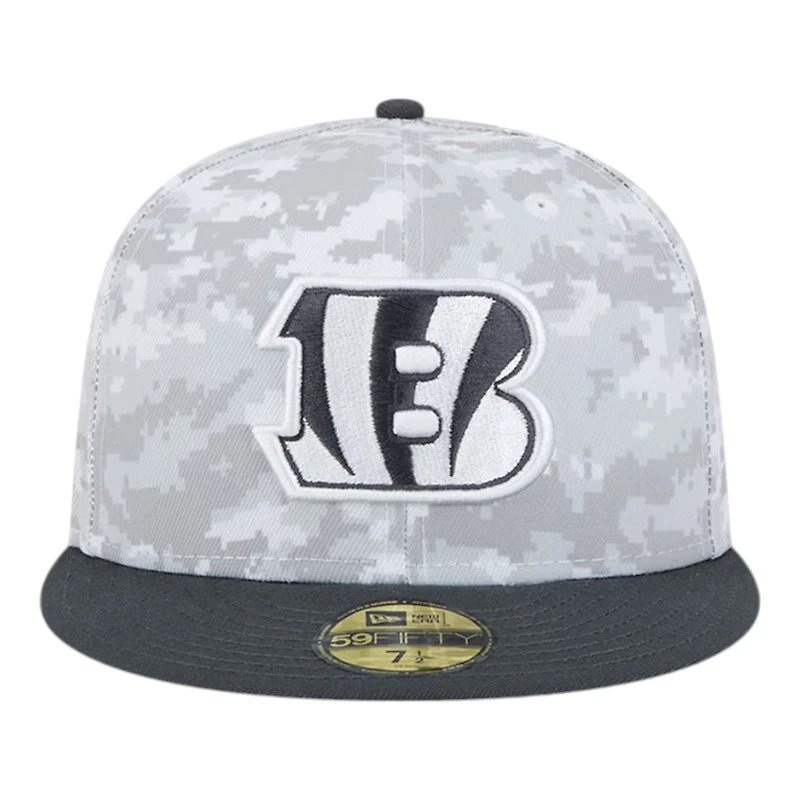 Cincinnati Bengals White Camo NFL 2024 Salute to Service New Era 59FIFTY Fitted Hat