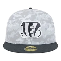 Cincinnati Bengals White Camo NFL 2024 Salute to Service New Era 59FIFTY Fitted Hat