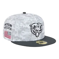 Chicago Bears White Camo NFL 2024 Salute to Service New Era 59FIFTY Fitted Hat