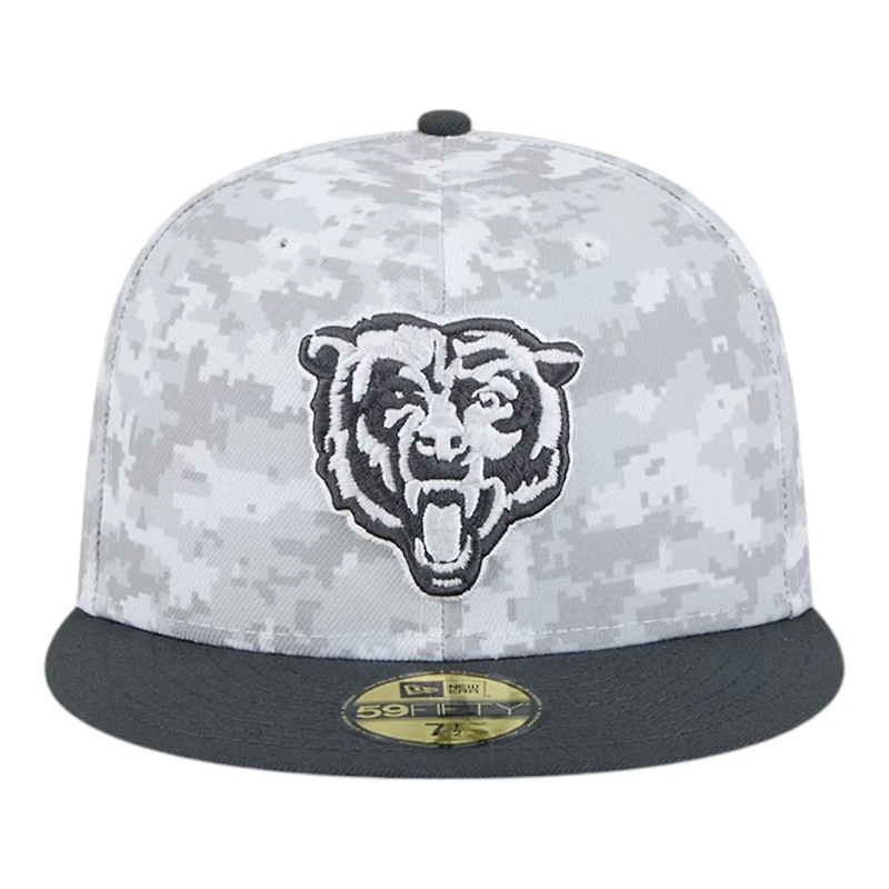 Chicago Bears White Camo NFL 2024 Salute to Service New Era 59FIFTY Fitted Hat