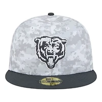 Chicago Bears White Camo NFL 2024 Salute to Service New Era 59FIFTY Fitted Hat