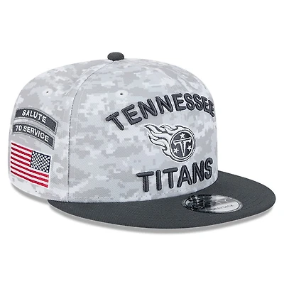 Tennessee Titans White Camo and Graphite 2024 NFL Salute to Service New Era 9FIFTY Snapback Hat