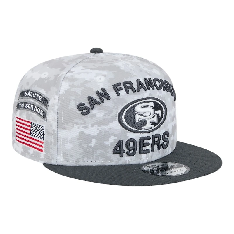 San Francisco 49ers White Camo and Graphite 2024 NFL Salute to Service New Era 9FIFTY Snapback Hat