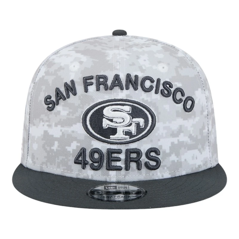 San Francisco 49ers White Camo and Graphite 2024 NFL Salute to Service New Era 9FIFTY Snapback Hat